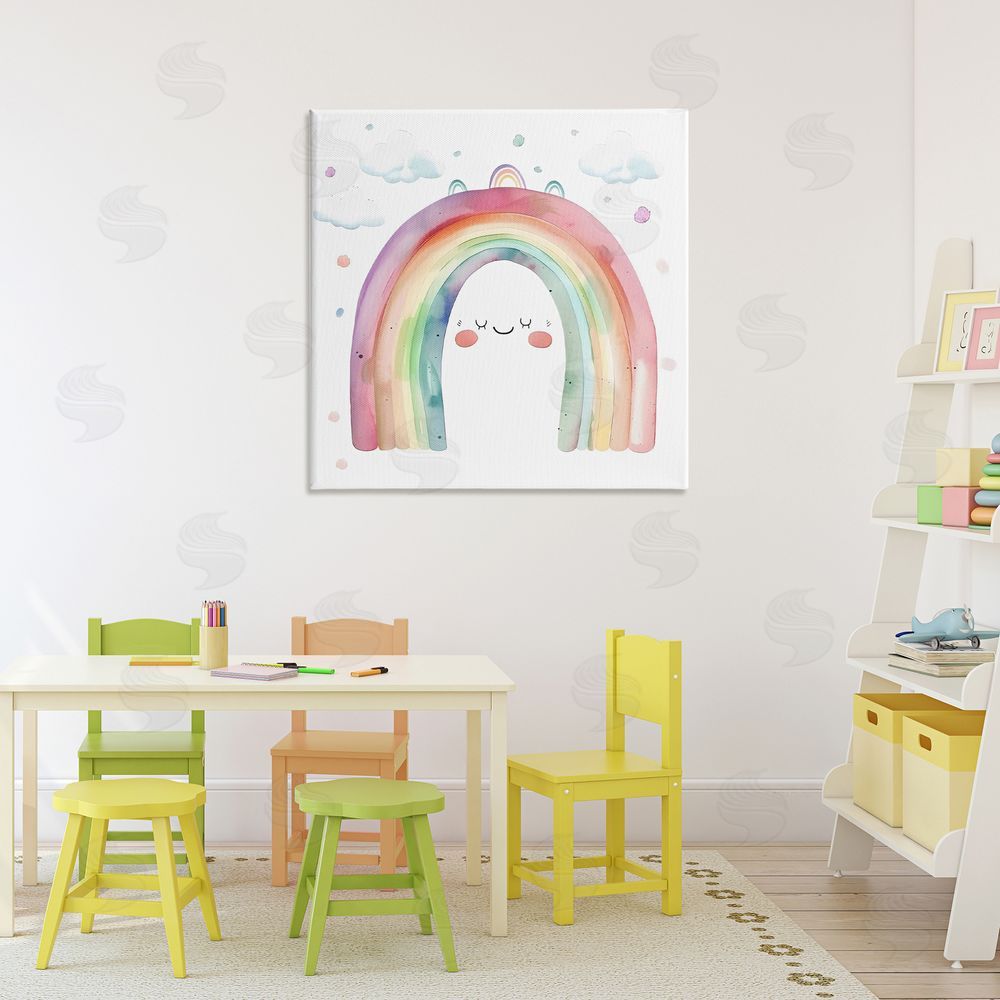 Creative Studio Cute Smiling Rainbow Stretched Canvas Wall Art Print in Room