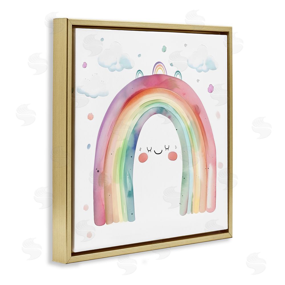 Creative Studio Cute Smiling Rainbow Gold Floating Frame Wall Art Print