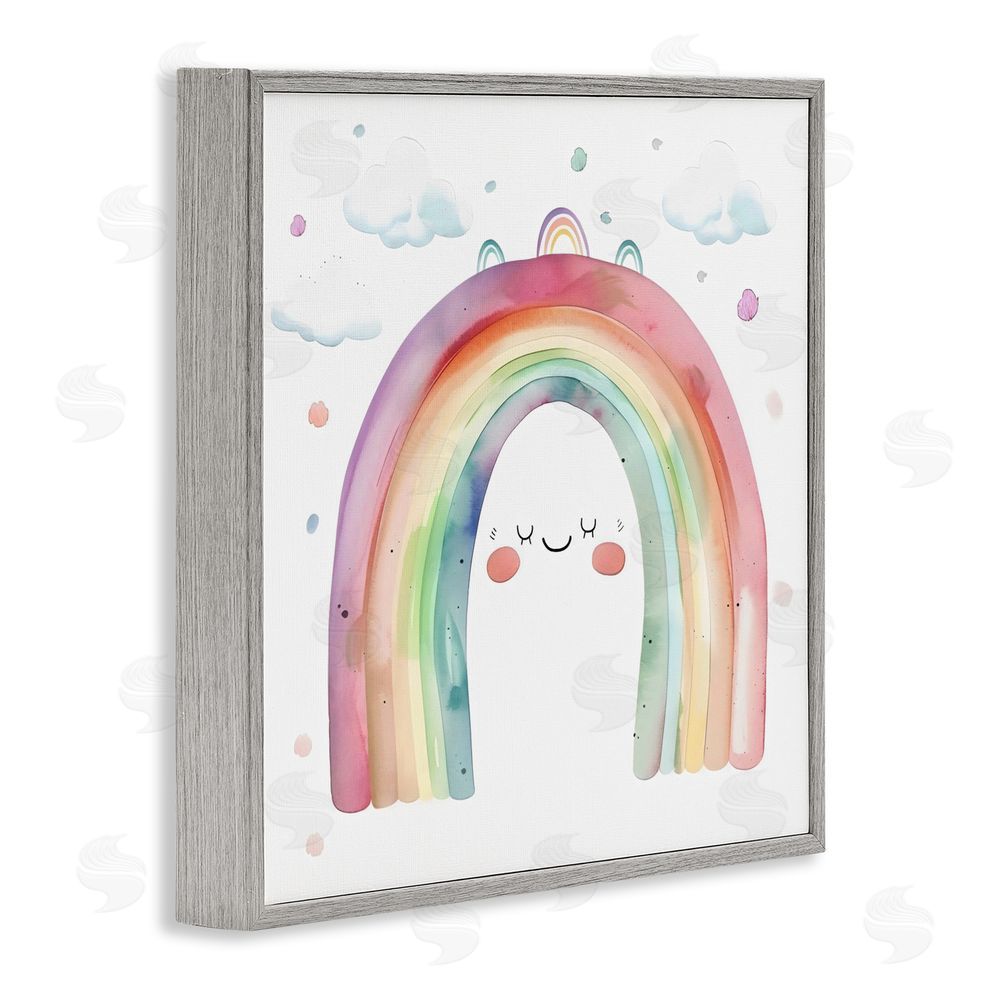 Creative Studio Cute Smiling Rainbow Gray Framed Giclee Wall Art Print