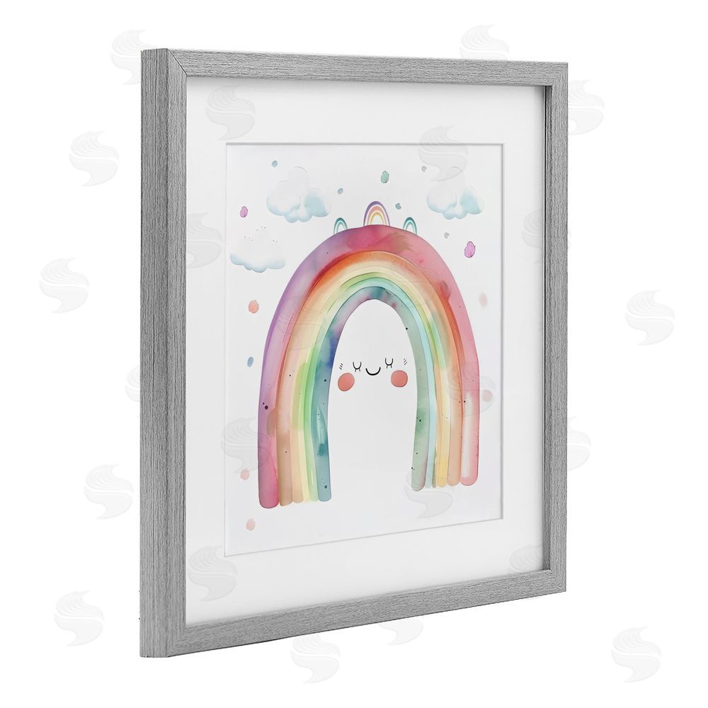 Creative Studio Cute Smiling Rainbow Gray Framed Print Under Glass Wall Art