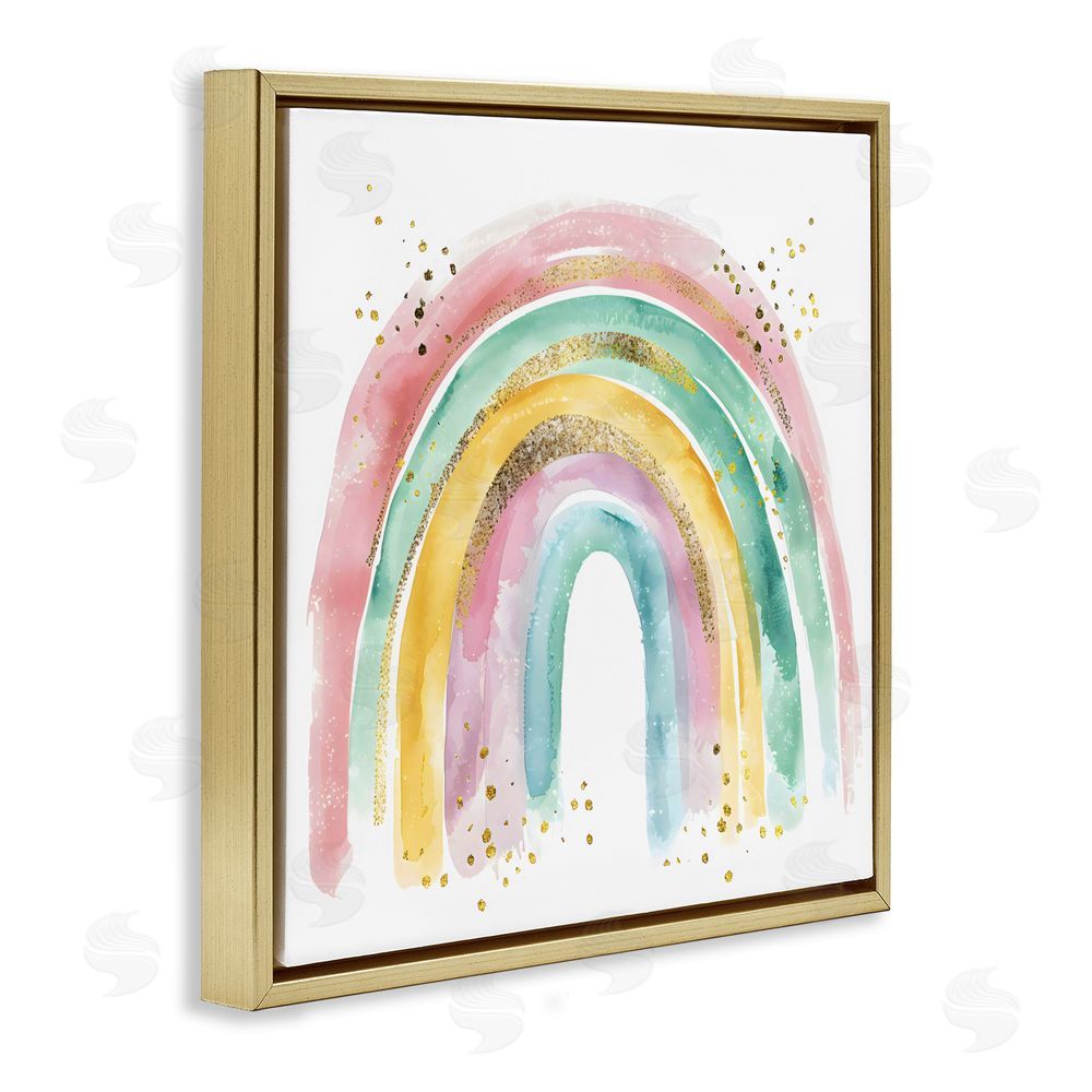 Creative Studio Pastel Rainbow with Gold Accents Gold Floating Frame Canvas Wall Art Print
