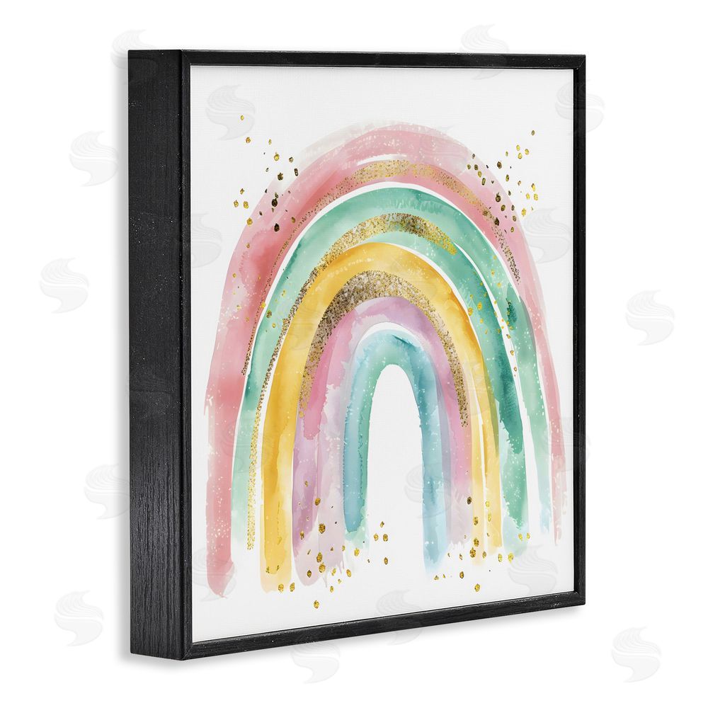 Creative Studio Pastel Rainbow with Gold Accents Black Framed Giclee Wall Art Print
