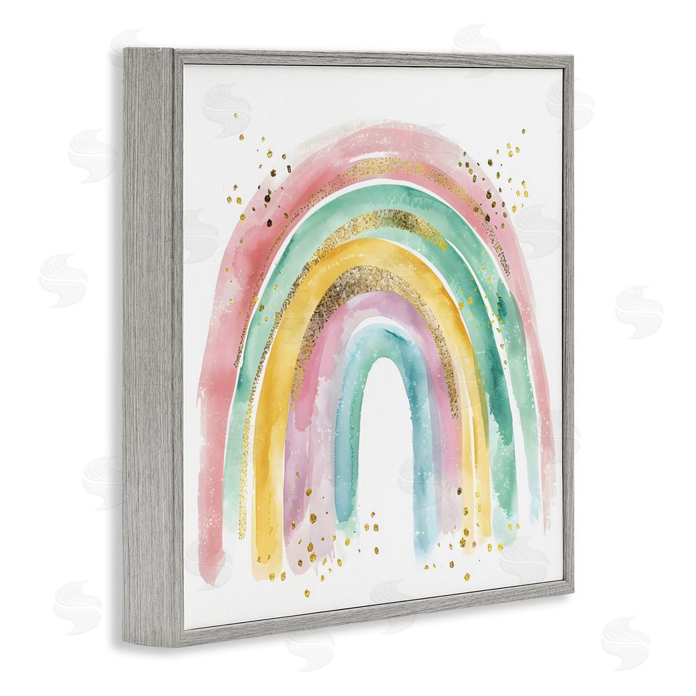 Creative Studio Pastel Rainbow with Gold Accents Gray Framed Giclee Wall Art Print