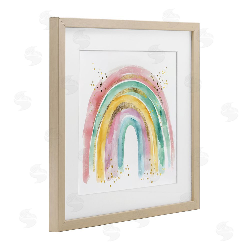 Creative Studio Pastel Rainbow with Gold Accents Brown Framed Print Under Glass Wall Art