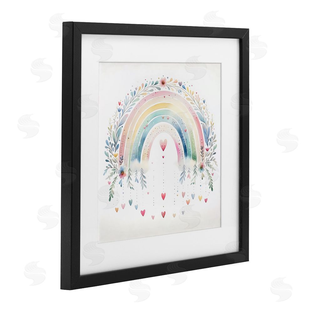 Creative Studio Rainbow with Hanging Hearts Black Framed Print Under Glass Wall Art