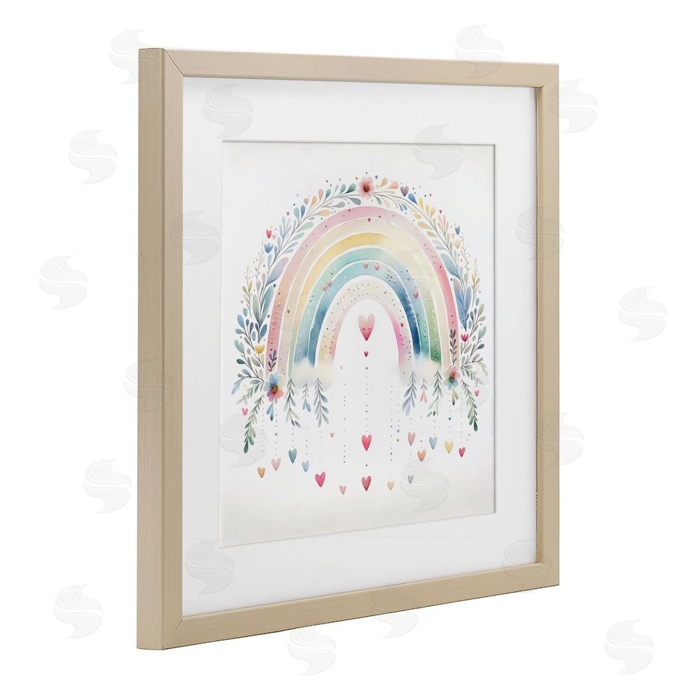 Creative Studio Rainbow with Hanging Hearts Brown Framed Print Under Glass Wall Art