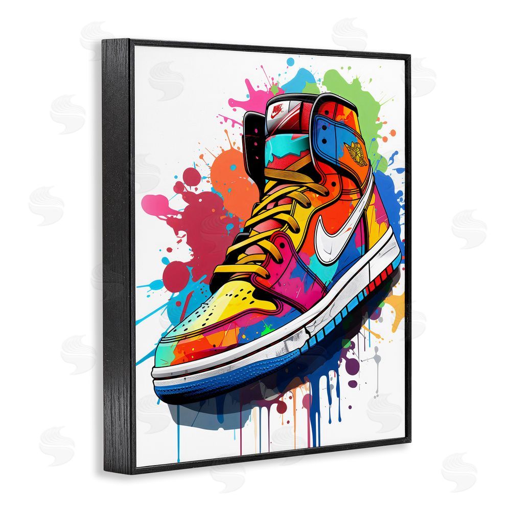 Creative Studio Graffiti Sneaker on White Blacked Framed Giclee Wall Art Print