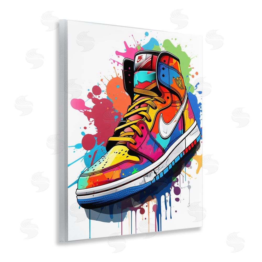 Creative Studio Graffiti Sneaker on White Wooden Wall Plaque Art Print