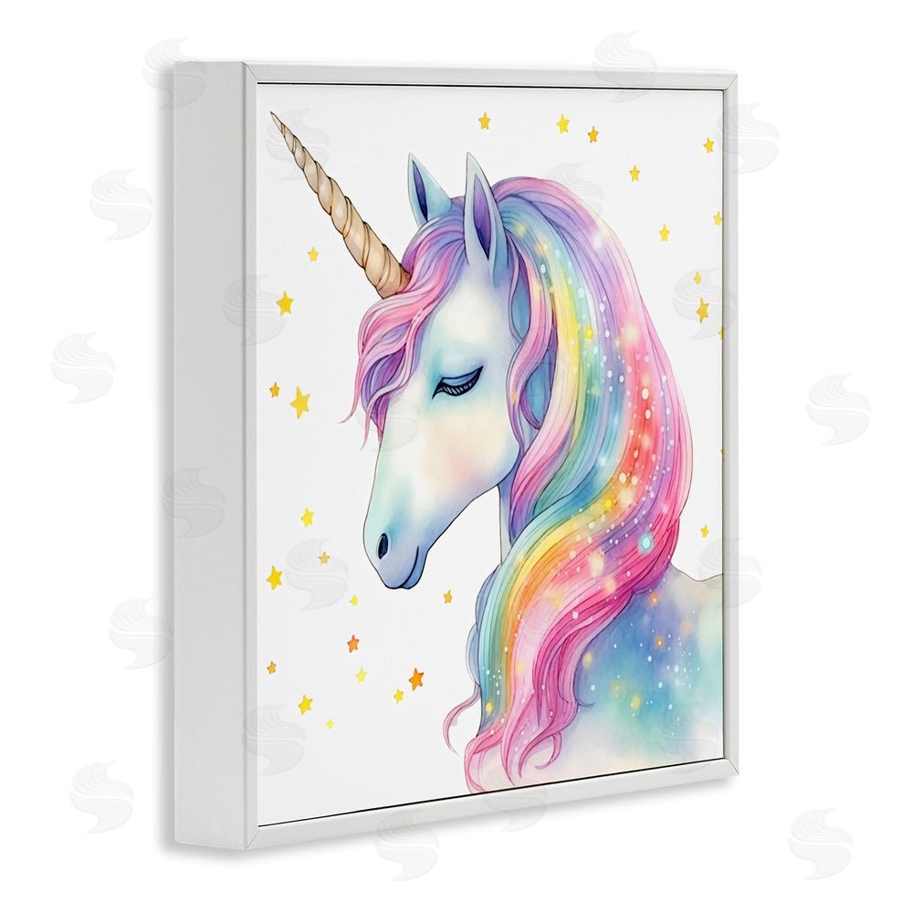 Creative Studio Enchanted Rainbow Mane Unicorn White Framed Giclee Wall Art Print