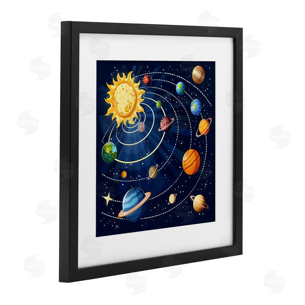 Creative Studio Planets In Orbit Black Framed Print Under Glass Wall Art