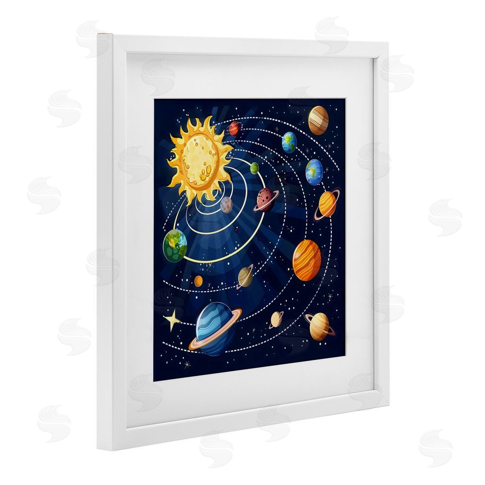 Creative Studio Planets In Orbit White Framed Print Under Glass Wall Art