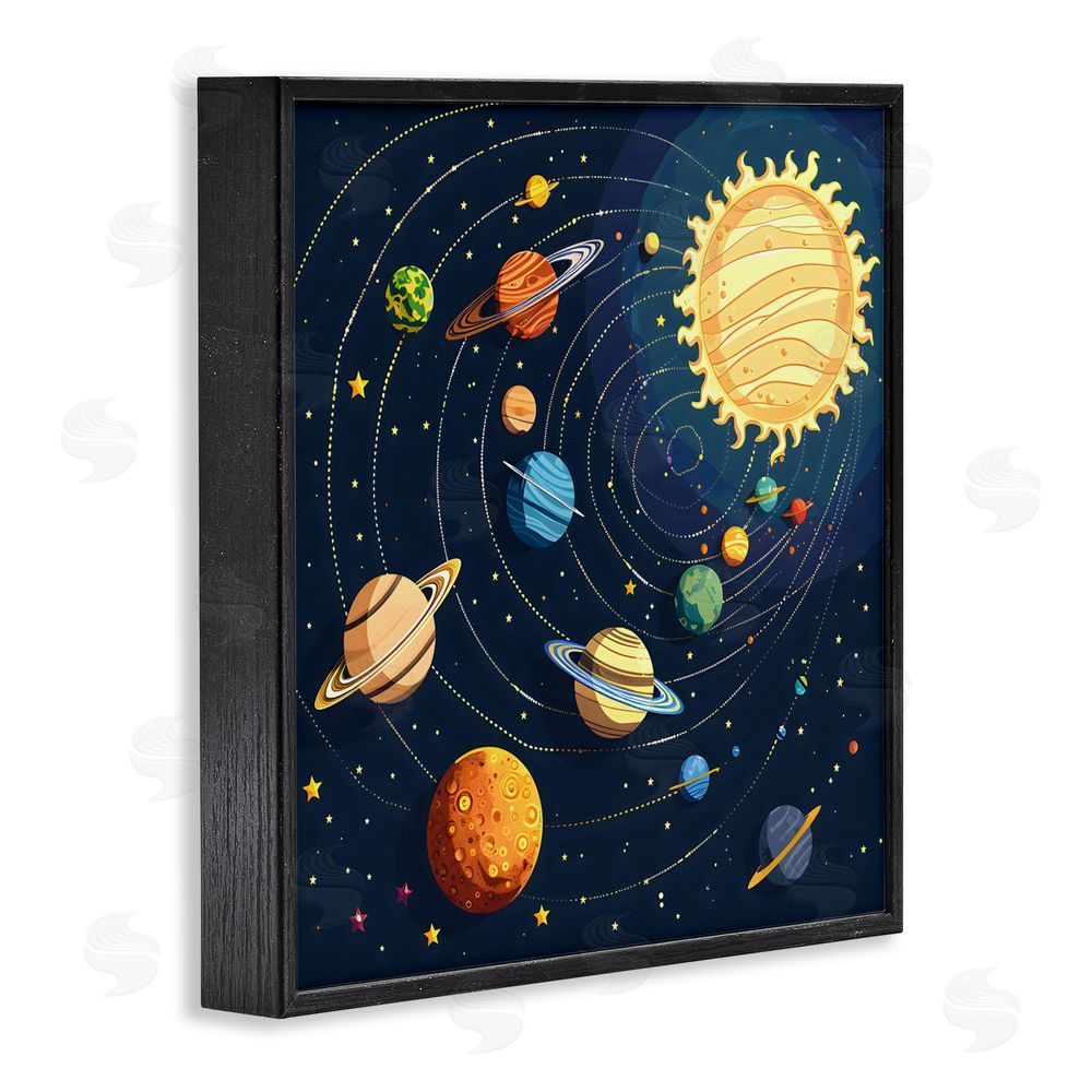 Creative Studio Planets Around The Sun Black Framed Giclee Wall Art Print
