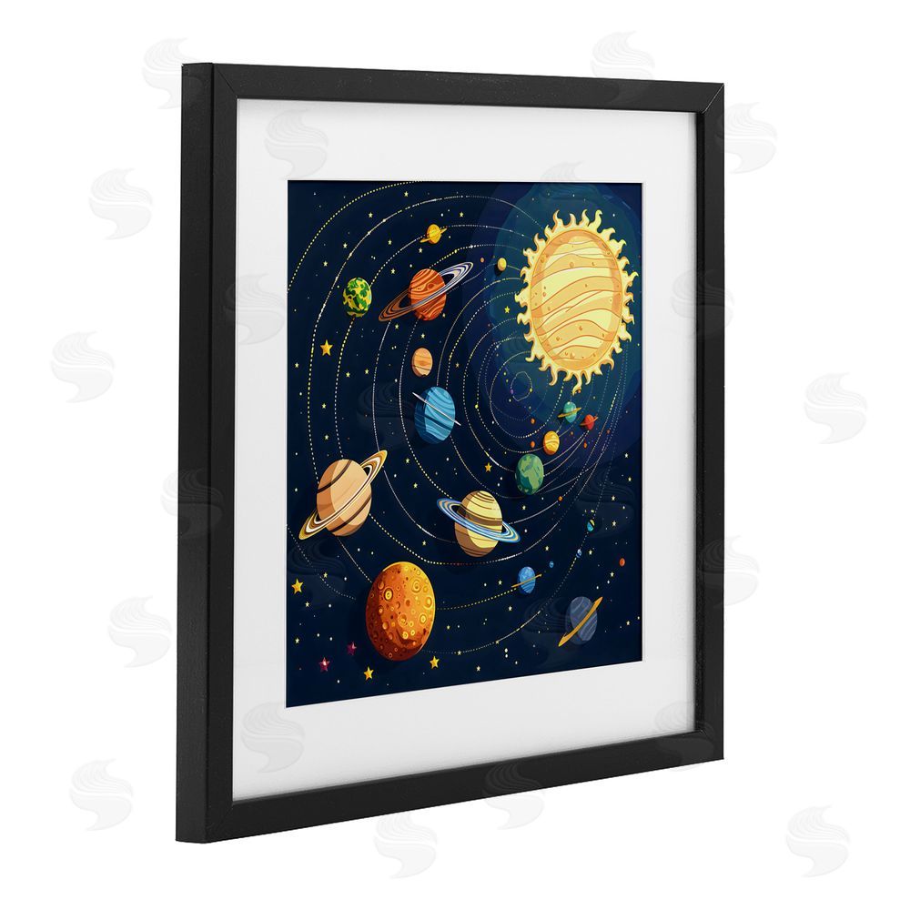 Creative Studio Planets Around The Sun Black Framed Print Under Glass Wall Art