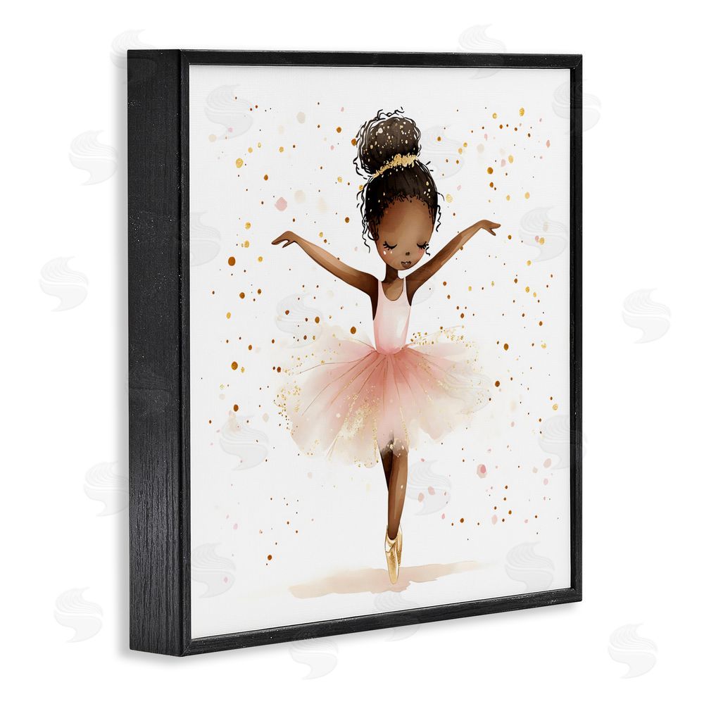 Creative Studio Pink Ballerina Girl with Gold Black Framed Giclee Wall Art Print
