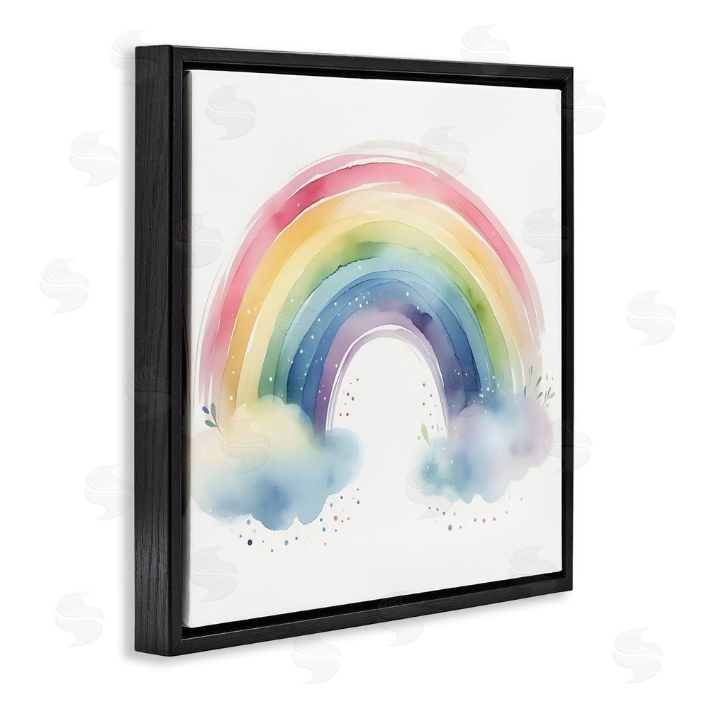 Creative Studio Soft Rainbow with Clouds Black Floating Frame Canvas Wall Art Print