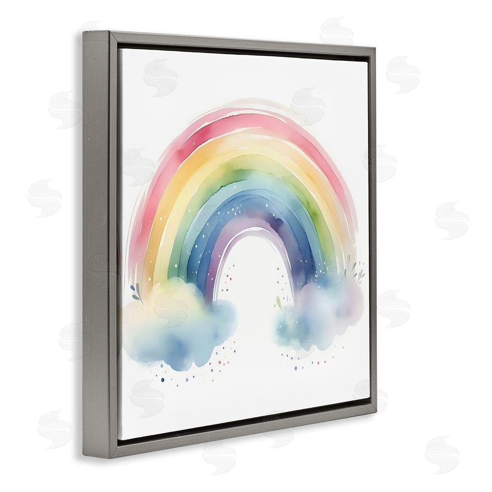 Creative Studio Soft Rainbow with Clouds Gray Floating Frame Canvas Wall Art Print