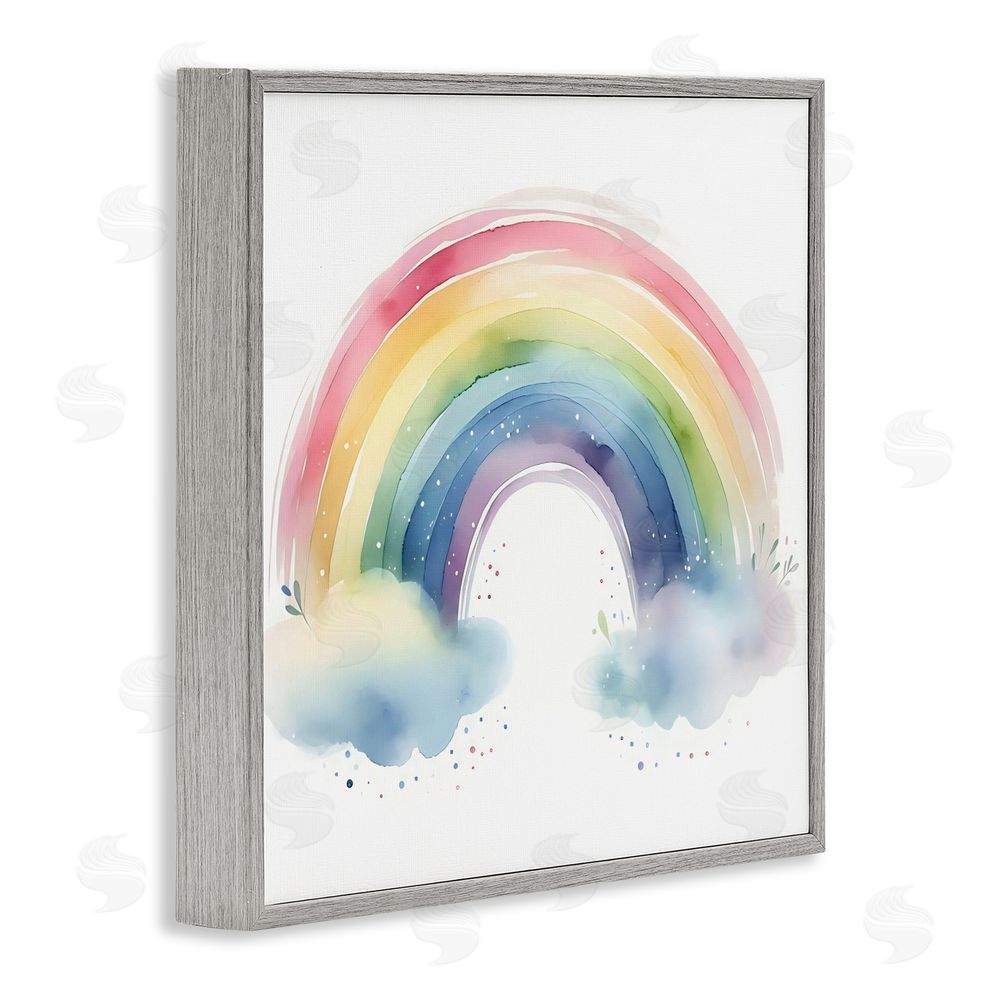 Creative Studio Soft Rainbow with Clouds Gray Framed Giclee Wall Art Print