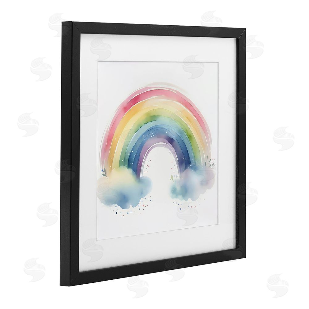 Creative Studio Soft Rainbow with Clouds Black Framed Print Under Glass Wall Art