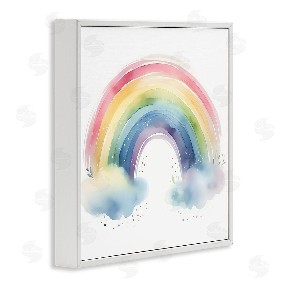 Creative Studio Soft Rainbow with Clouds White Framed Giclee Wall Art Print
