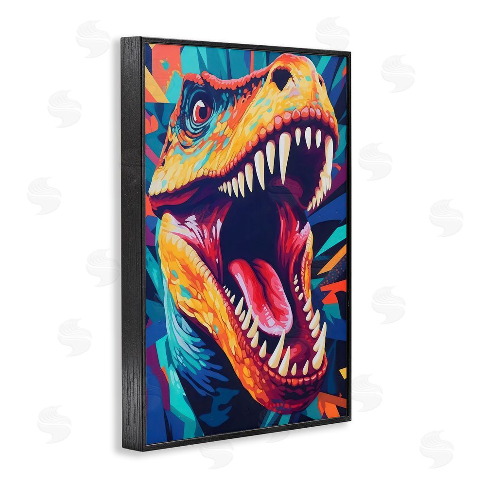Creative Studio Pop Style Raptor Dino Black Framed Giclee Wall Art Print