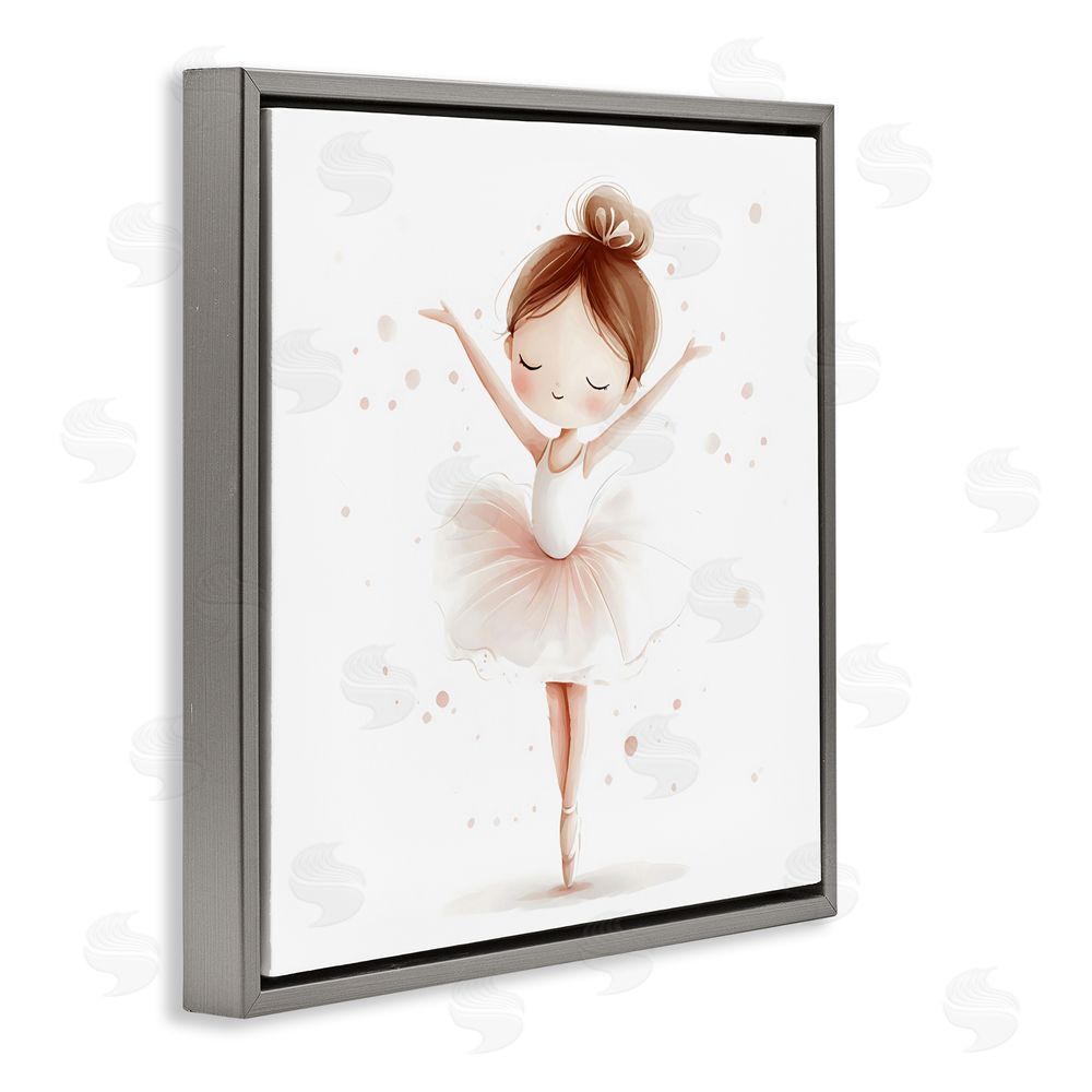 Creative Studio Delicate Little Ballerina Girl Gray Floating Frame Canvas Wall Art