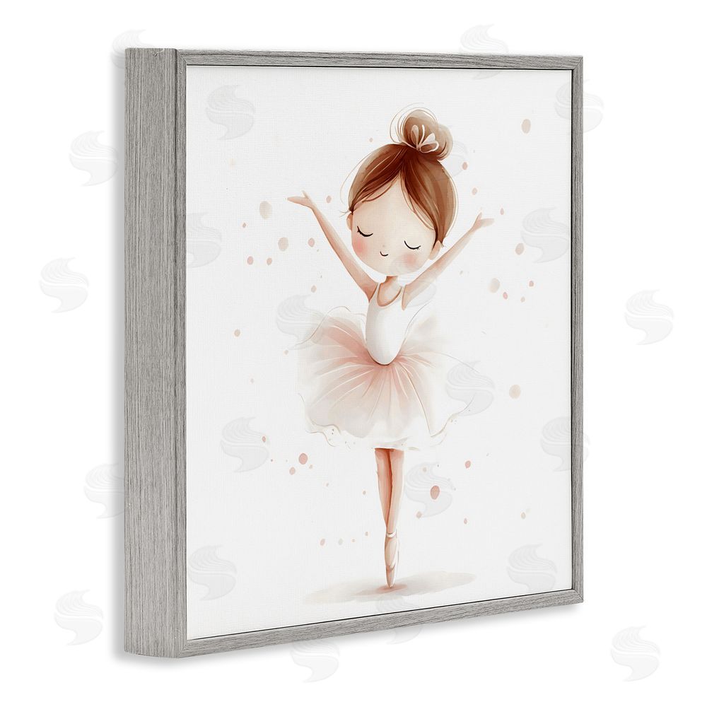 Creative Studio Delicate Little Ballerina Girl Gray Framed Giclee Wall Art Print