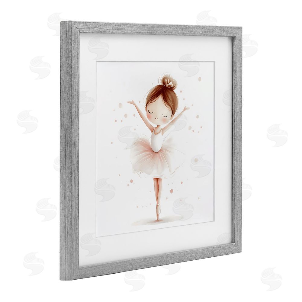 Creative Studio Delicate Little Ballerina Girl Gray Framed Print Under Glass with Mat Wall Art