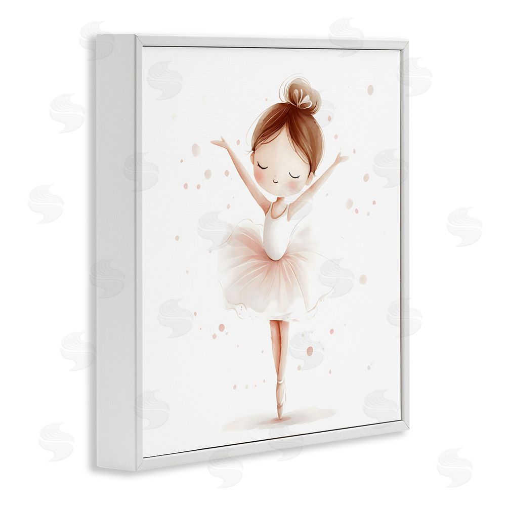 Creative Studio Delicate Little Ballerina Girl White Framed Giclee Wall Art Print