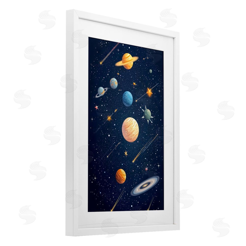 Creative Studio The Galaxy Composition White Framed Print Under Glass Wall Art