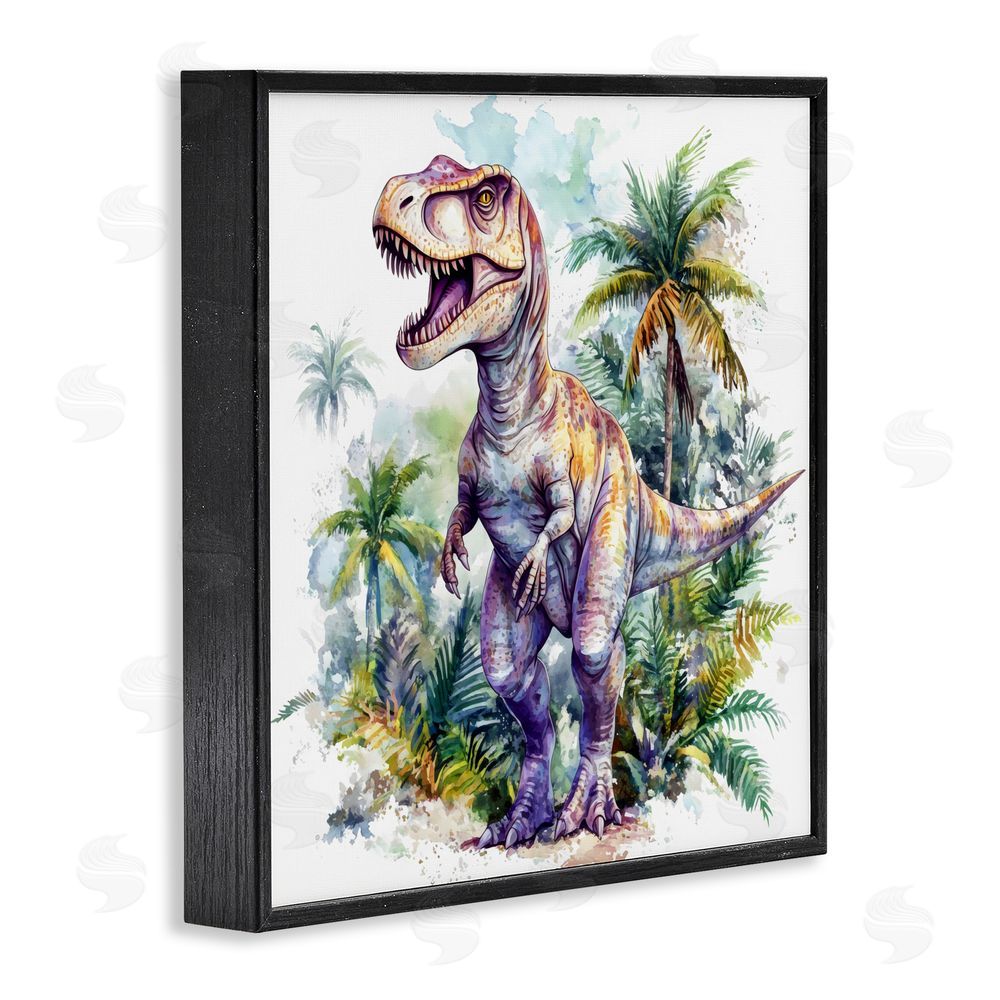 Creative Studio T-Rex Among Palm Trees Black Framed Giclee Wall Art Print