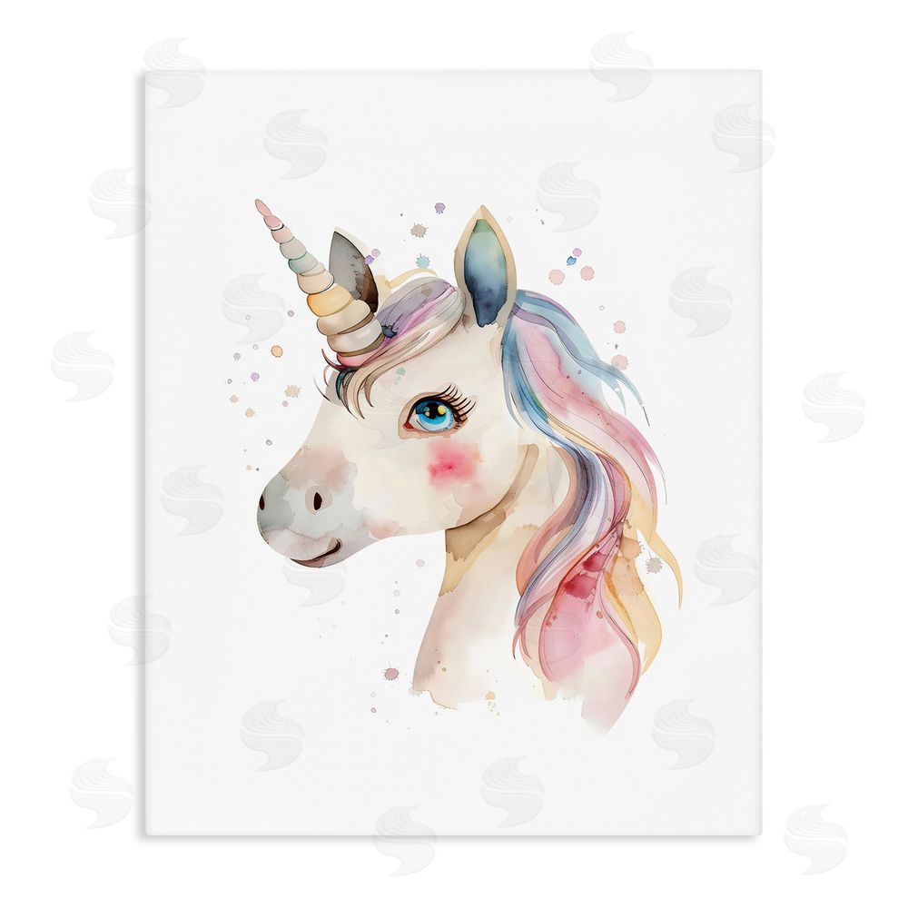 LSR Design Studio Dreamy Pastel Unicorn Stretched Canvas Wall Art