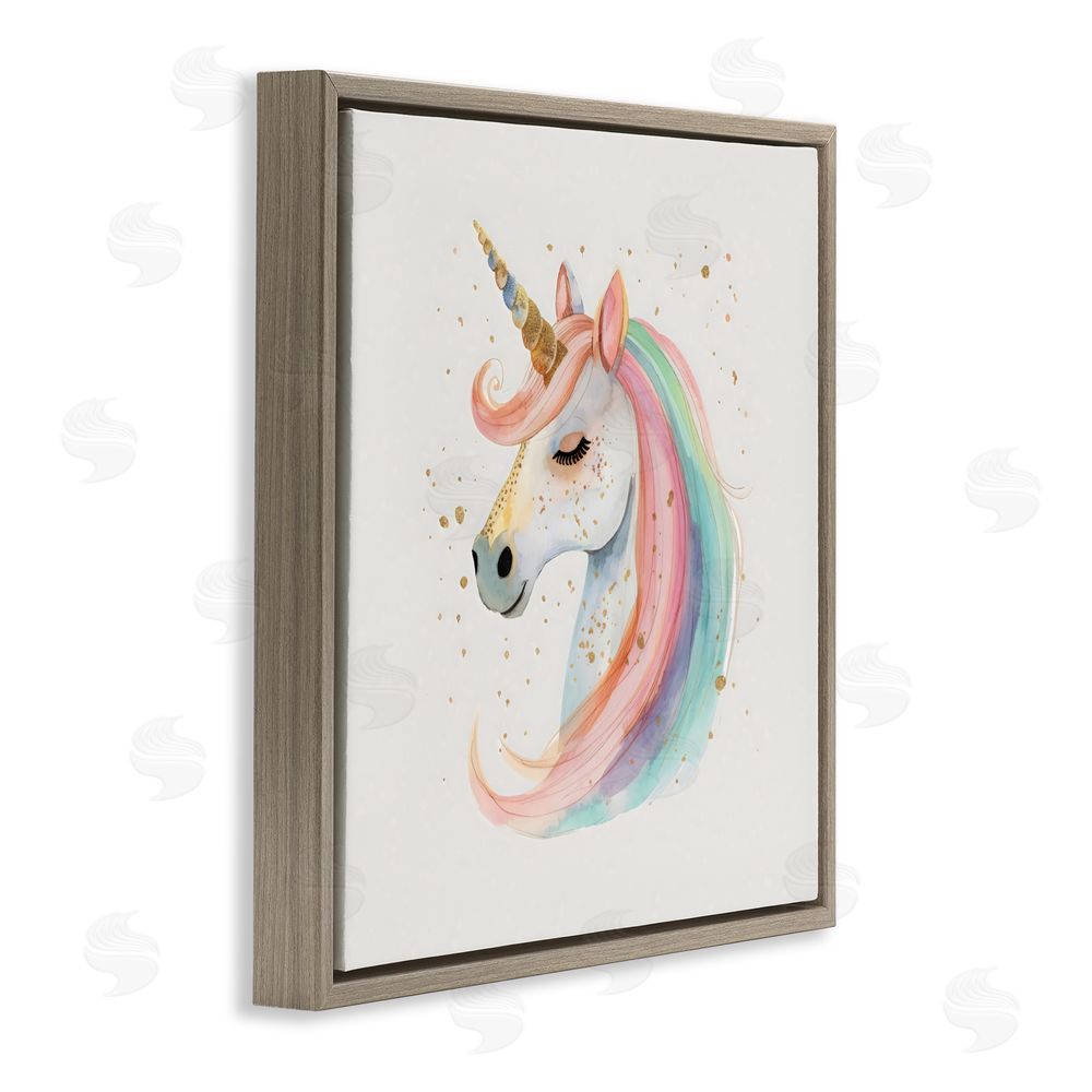 Creative Studio Gold Accented Unicorn Brown Floating Frame Canvas Wall Art