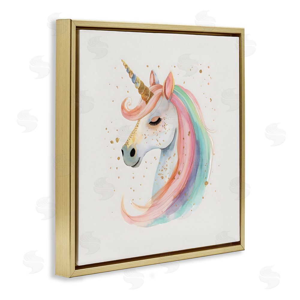 Creative Studio Gold Accented Unicorn Gold Floating Frame Canvas Wall Art