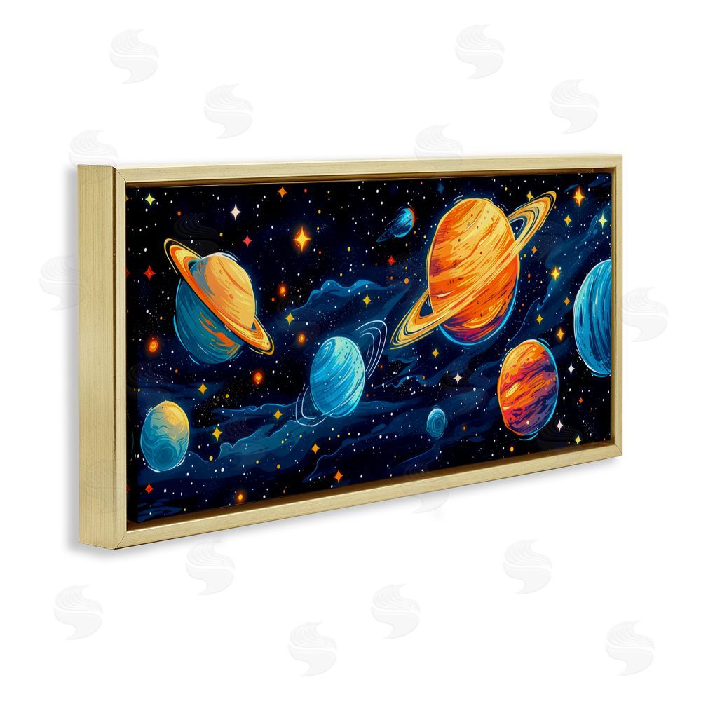 Creative Studio Starry Universe Whimsy Gold Floating Frame Canvas Wall Art Print