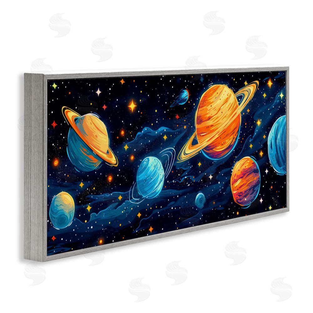 Creative Studio Starry Universe Whimsy Gray Framed Giclee Wall Art Print