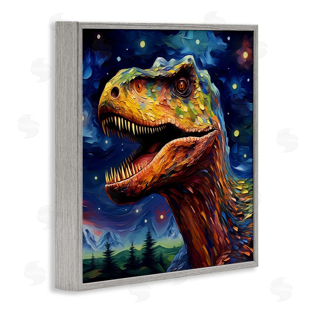 Creative Studio Starry Sky Dinosaur Gray Framed Giclee Wall Art Print