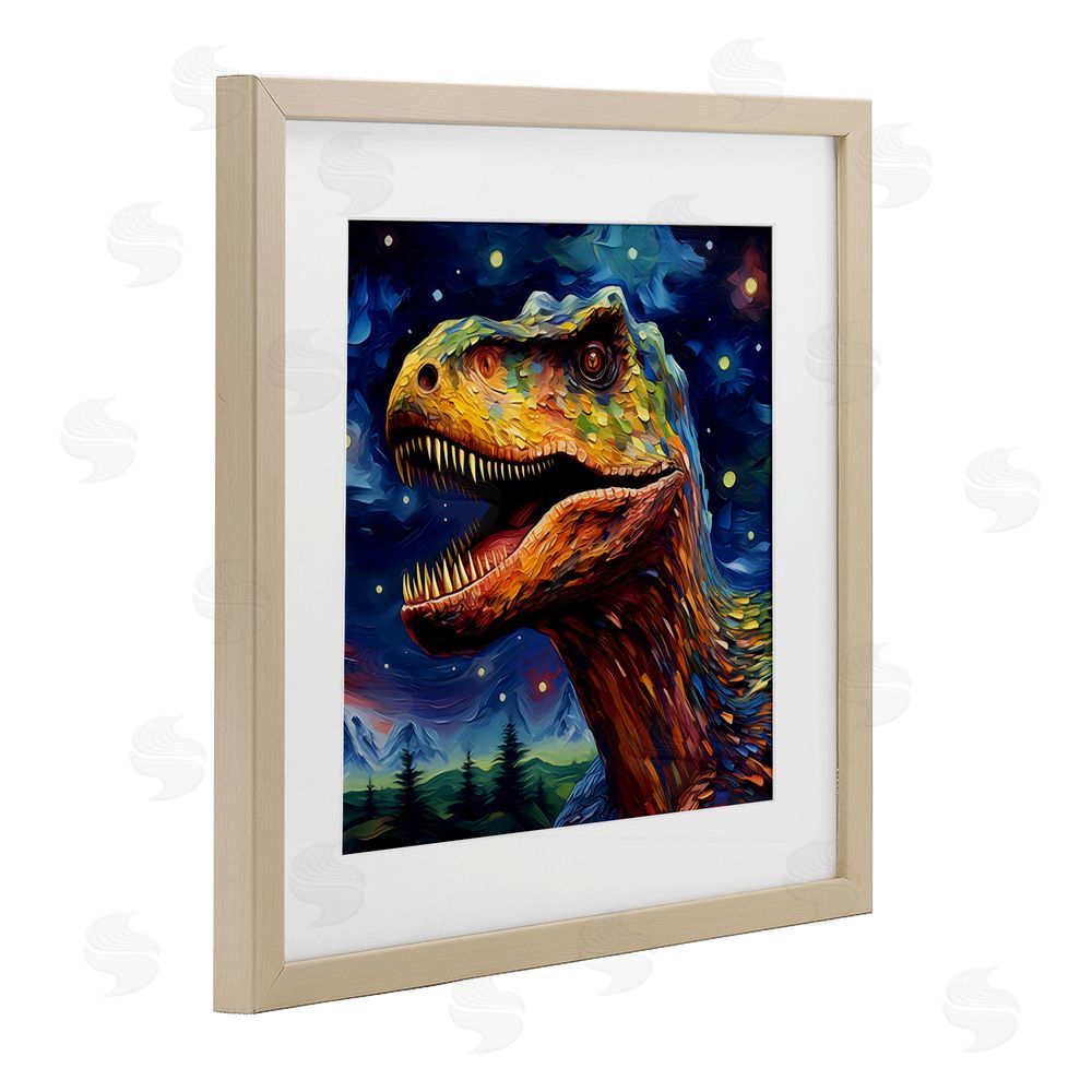 Creative Studio Starry Sky Dinosaur Brown Framed Print Under Glass Wall Art