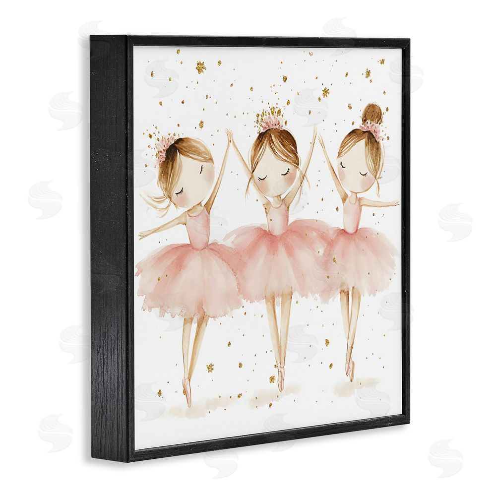 Creative Studio Trio Of Ballerinas Black Framed Giclee Wall Art Print
