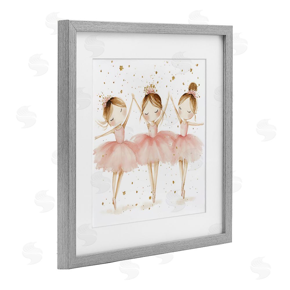 Creative Studio Trio Of Ballerinas Gray Framed Print Under Glass Wall Art