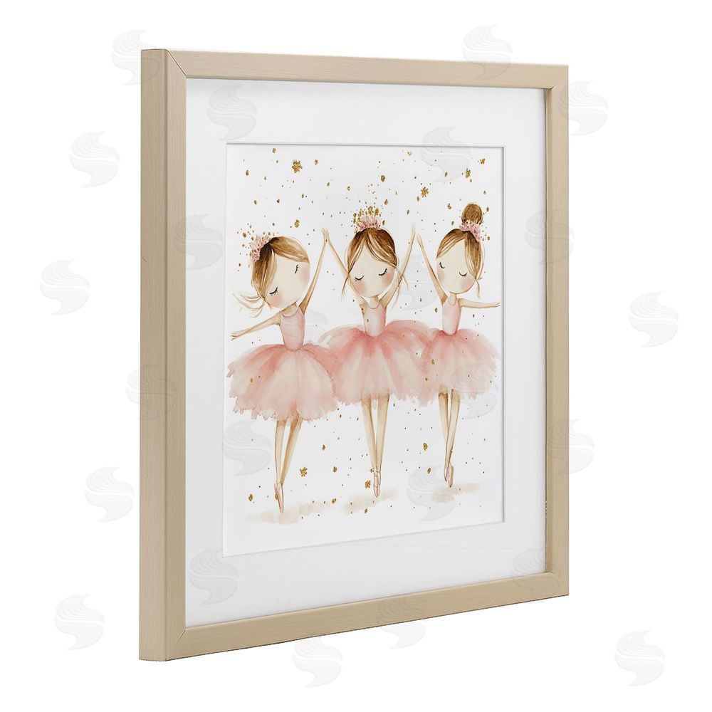 Creative Studio Trio Of Ballerinas Brown Framed Print Under Glass Wall Art