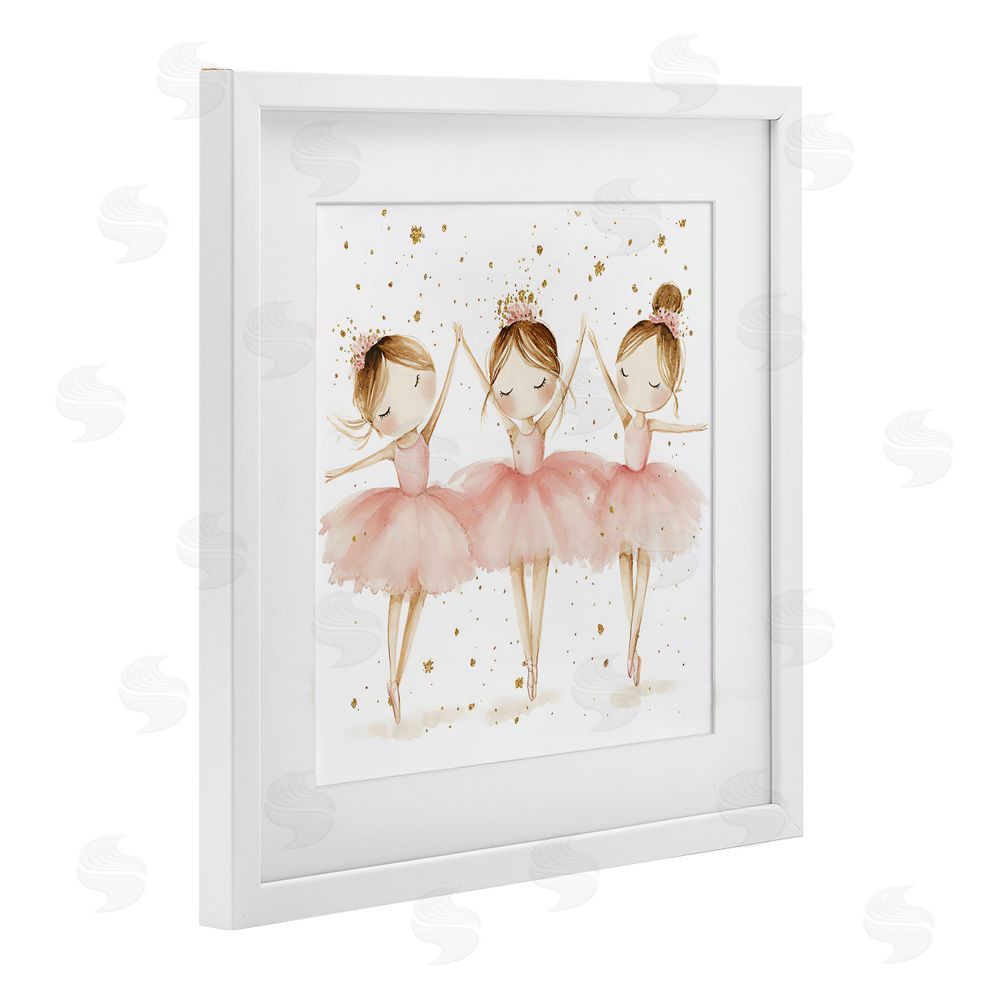 Creative Studio Trio Of Ballerinas White Framed Print Under Glass Wall Art
