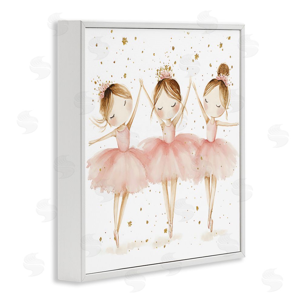 Creative Studio Trio Of Ballerinas White Framed Giclee Wall Art Print