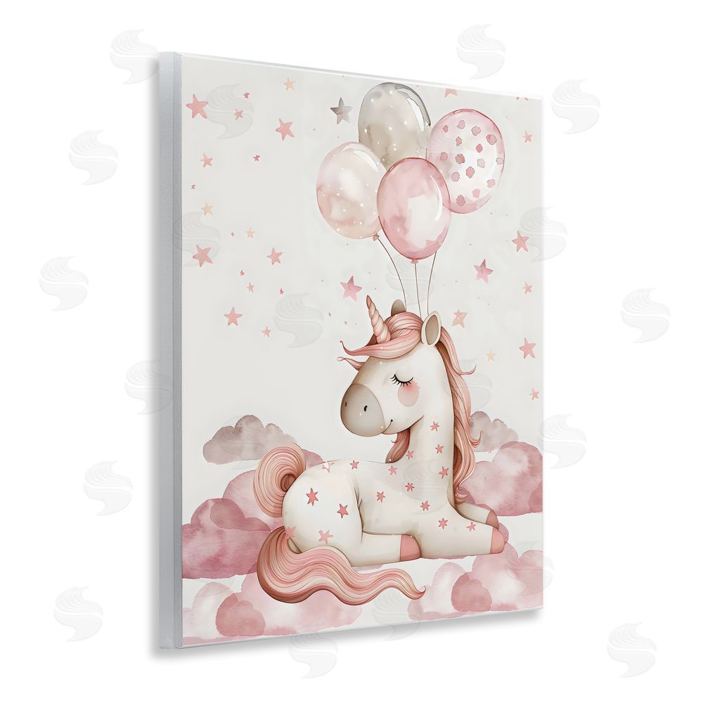 LSR Design Studio Pink Unicorn with Balloons Wall Plaque Art Print