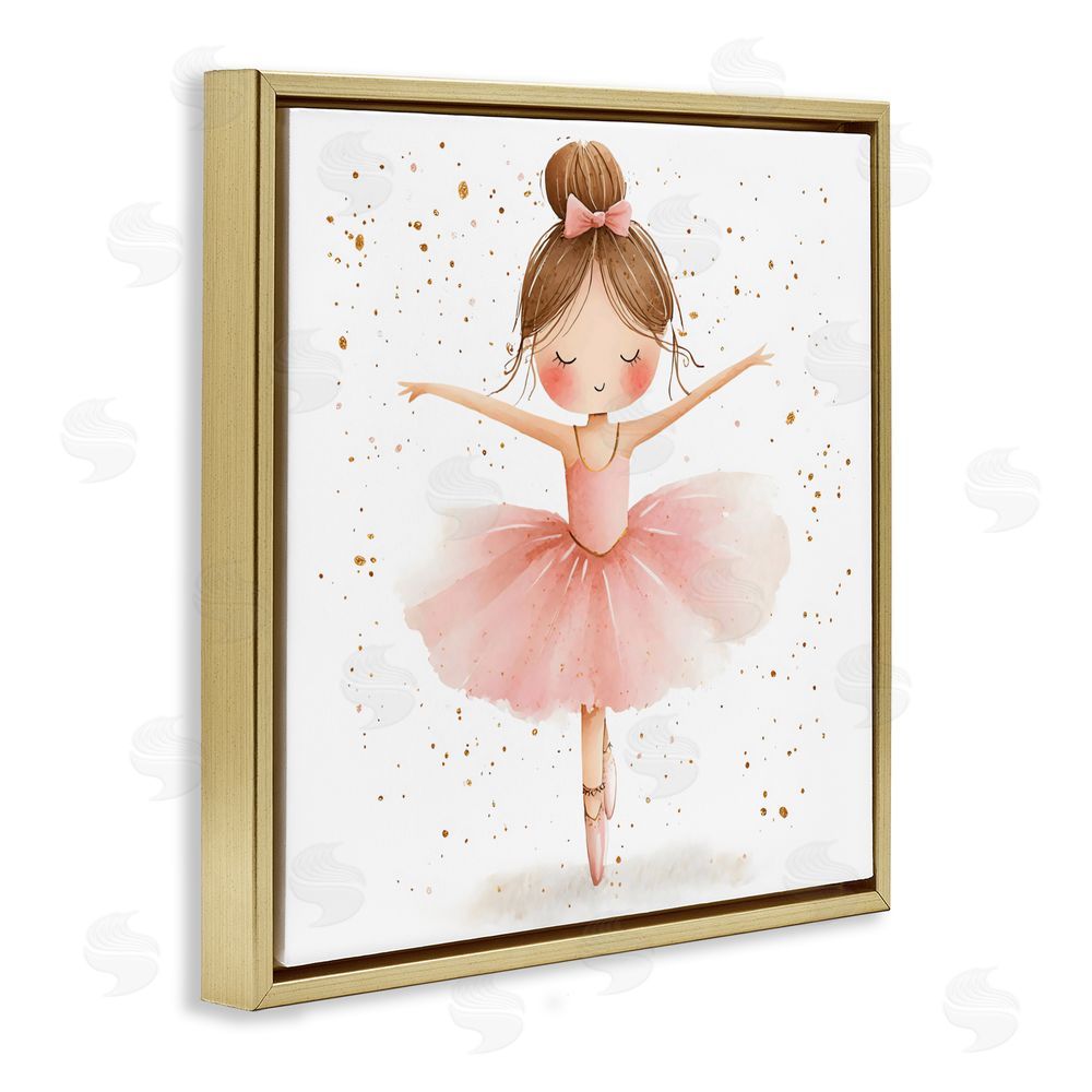 Creative Studio Sweet Ballerina Pose Gold Floating Frame Canvas Wall Art Print