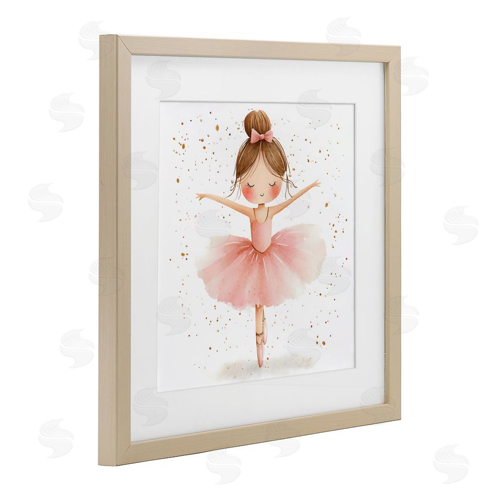 Creative Studio Sweet Ballerina Pose Brown Framed Print Under Glass Wall Art