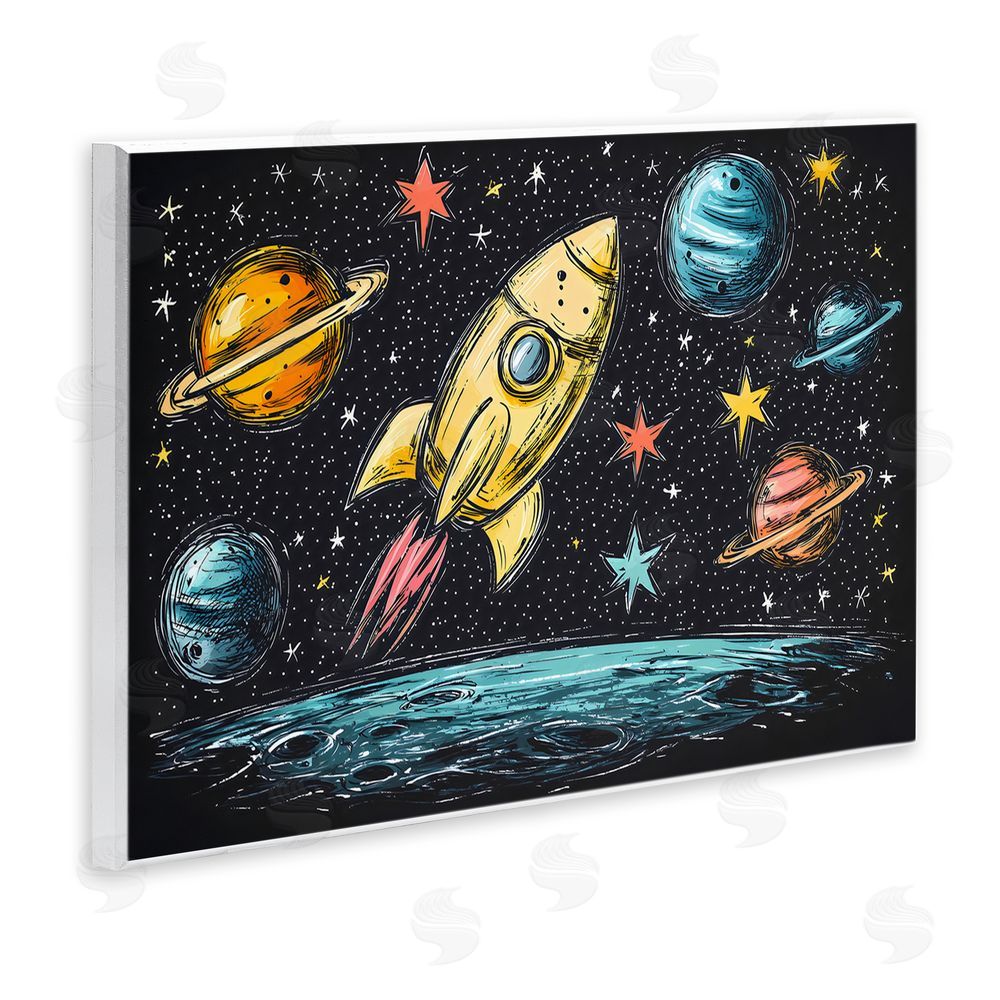 Creative Studio Whimsical Rocket & Planets Wall Plaque Art Print