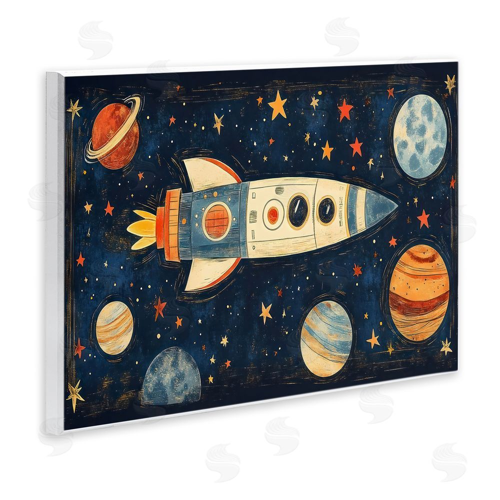 Creative Studio Retro Rocket & Planets Wall Plaque Art Print