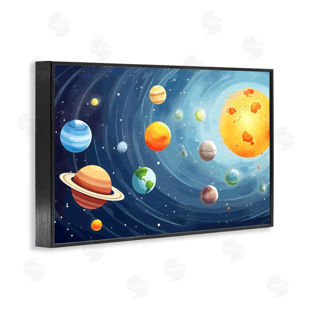 Creative Studio Solar System Planets Orbit Black Framed Giclee Wall Art Print