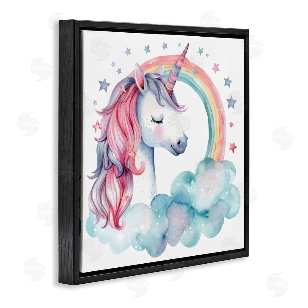 Creative Studio Starry Rainbow Unicorn Black Floating Frame Canvas Wall Art Print