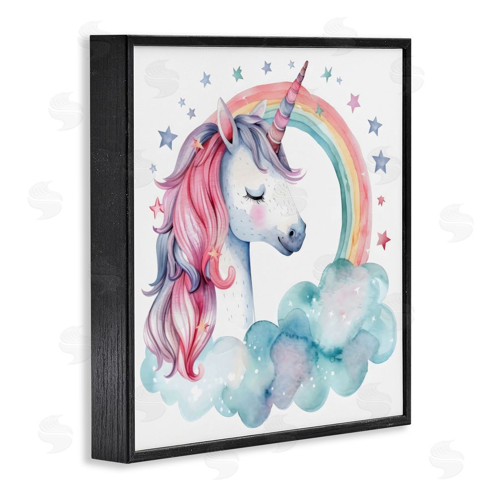 Creative Studio Starry Rainbow Unicorn Black Framed Giclee Wall Art Print